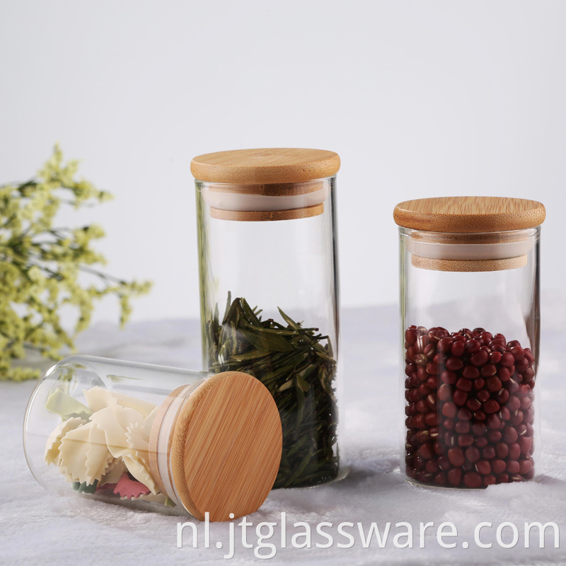 Round Glass Jar Bamboo Lid